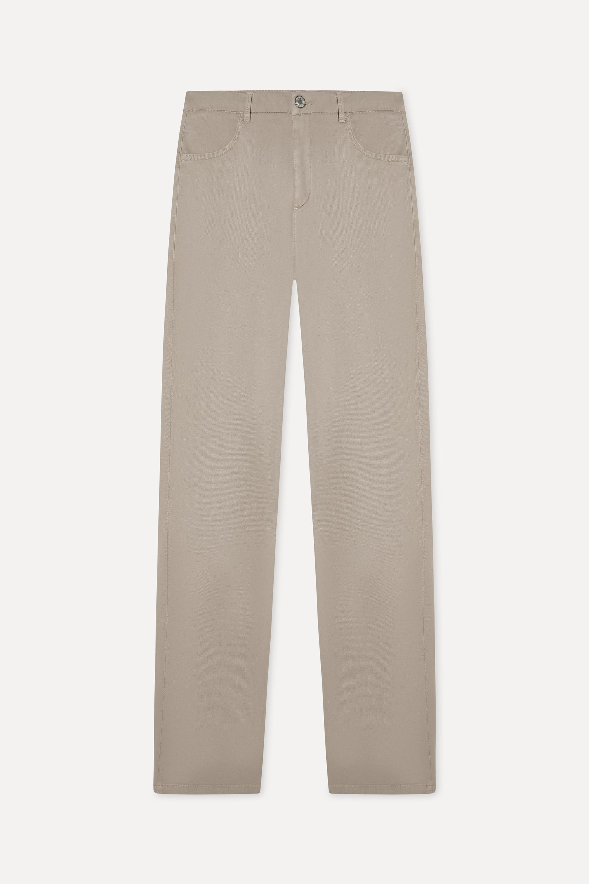 Erkek Bej Rengi Liyosel Karışımlı Straight Fit Pantolon