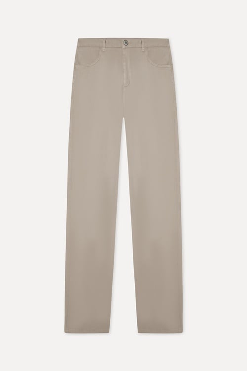 Erkek Bej Rengi Liyosel Karışımlı Straight Fit Pantolon