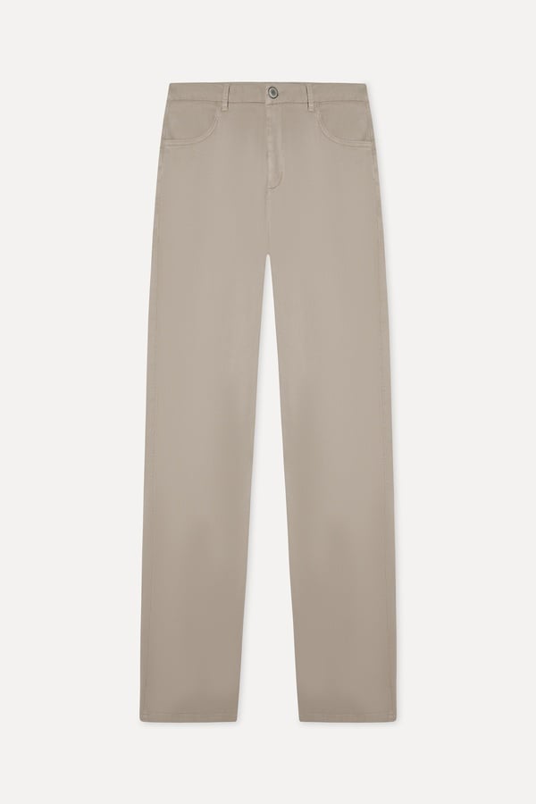 Erkek Bej Rengi Liyosel Karışımlı Straight Fit Pantolon