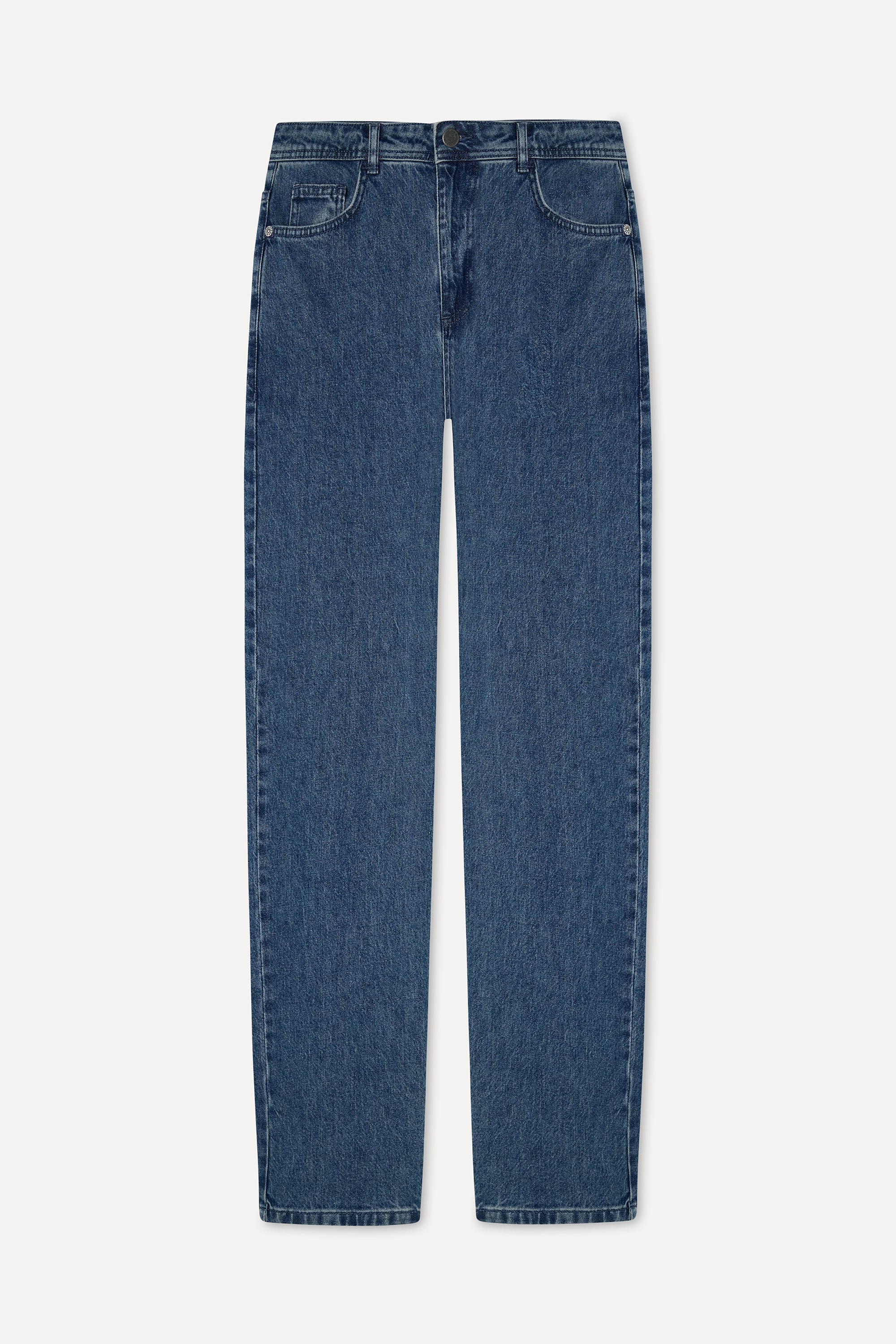 Erkek İndigo Straight Fit Jean Pantolon