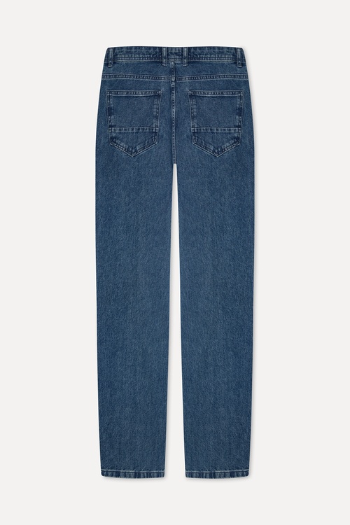 Erkek İndigo Straight Fit Jean Pantolon