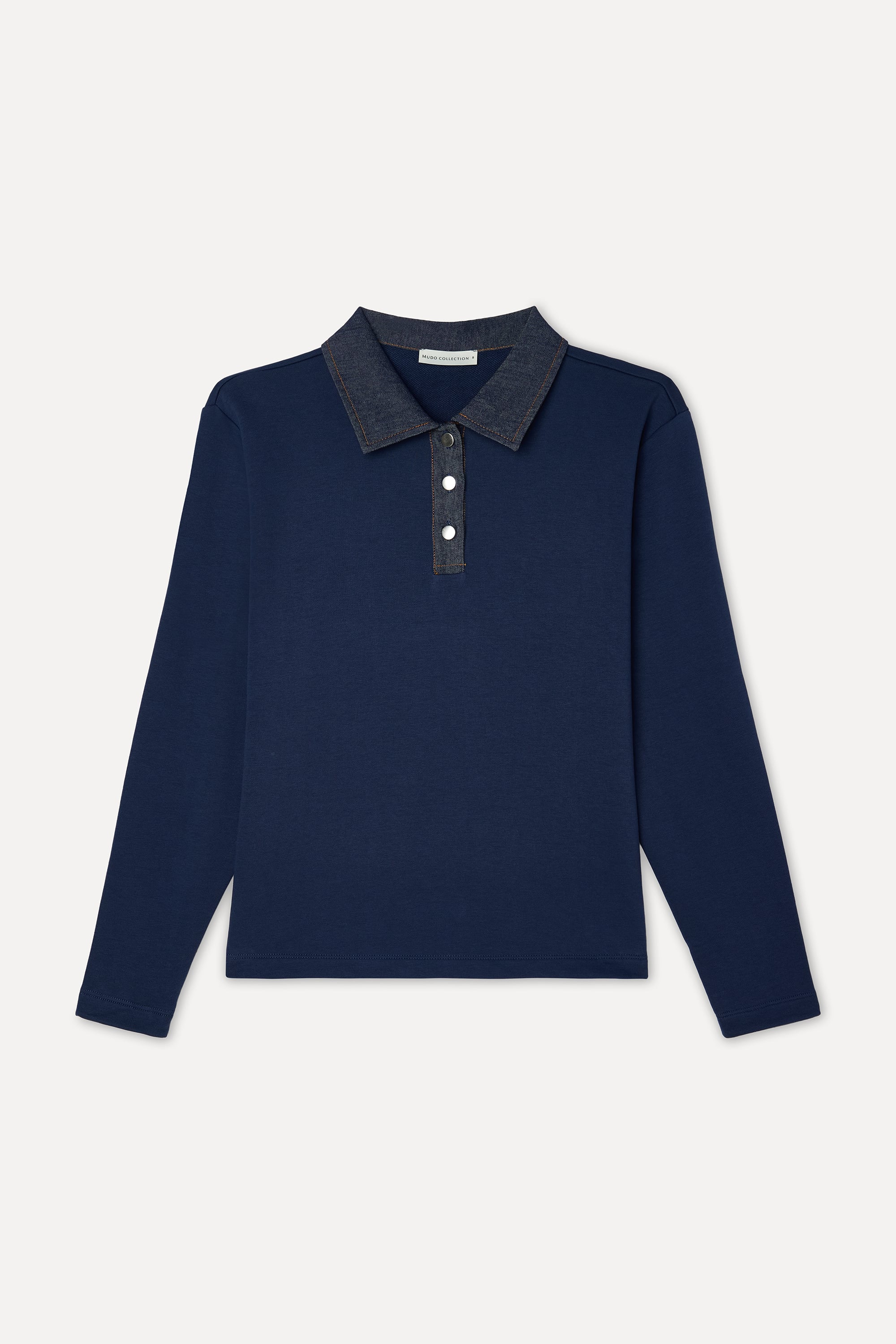 Kadın Lacivert Loose Fit Polo Yaka Sweatshirt
