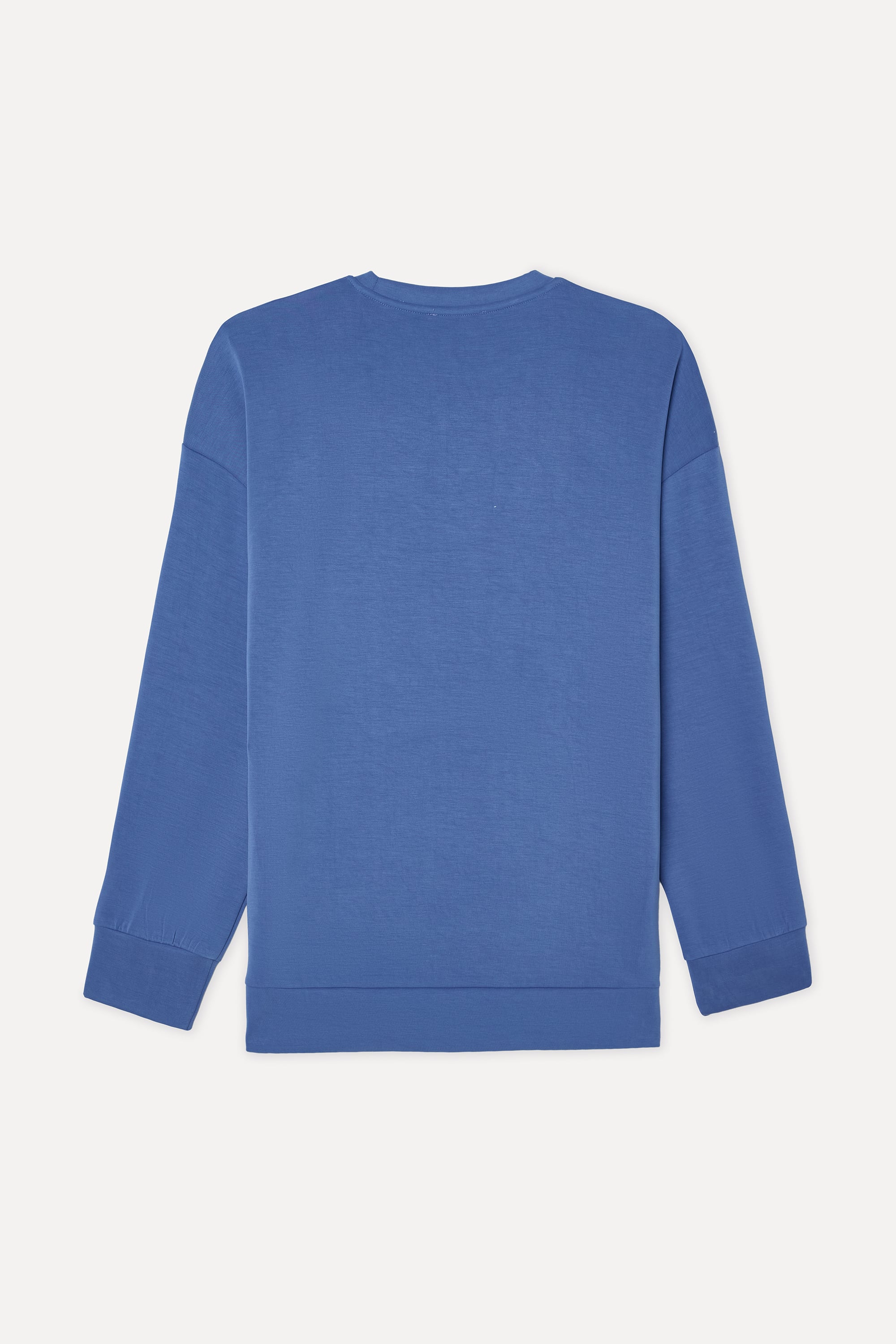 Kadın Mavi Loose Fit Modal Karışımlı Bisiklet Yaka Sweatshirt