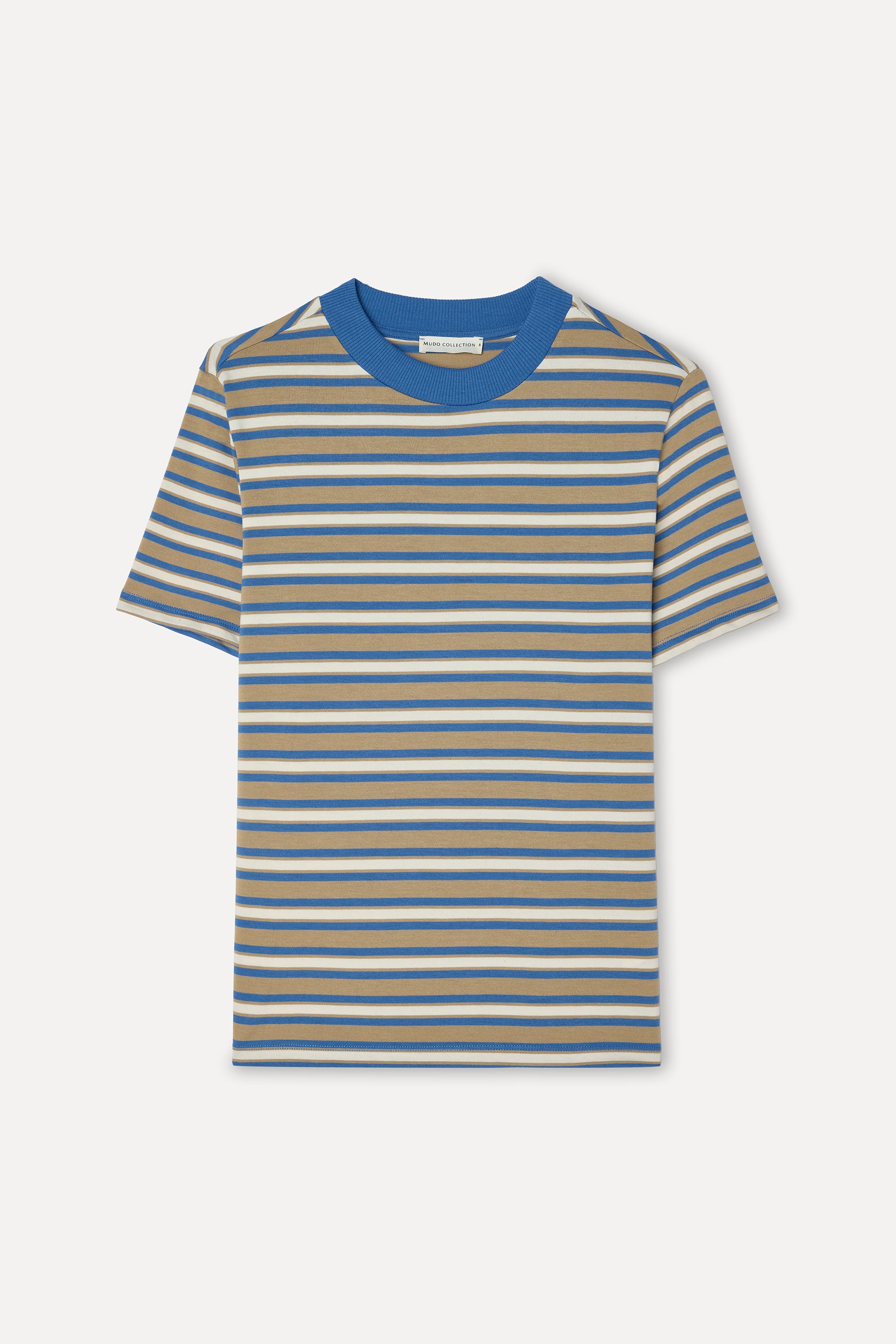 Kadın Mavi Çizgili Bisiklet Yaka T-Shirt