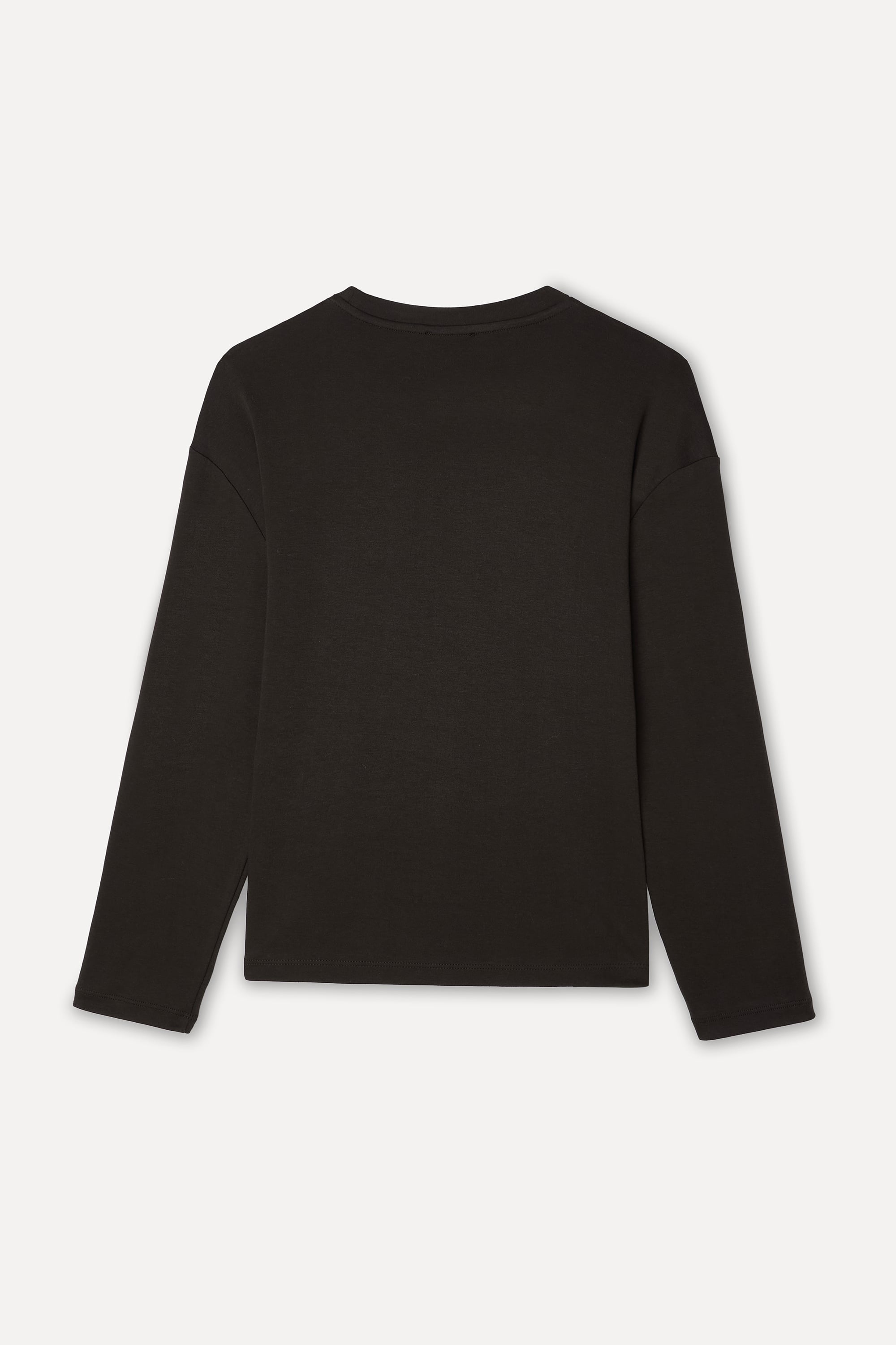 Kadın Kahverengi Loose Fit Bisiklet Yaka Uzun Kollu T-shirt