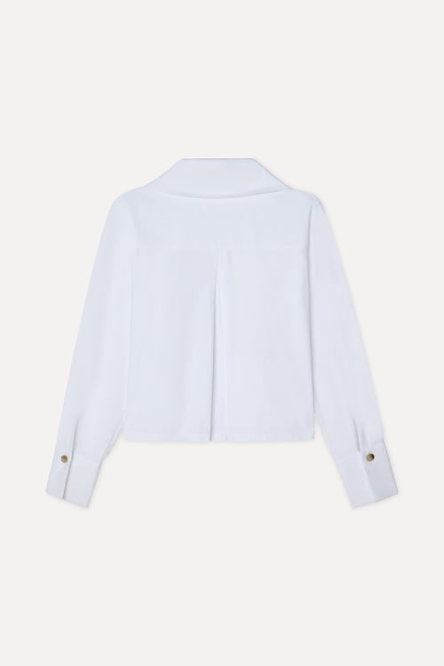 Kadın Beyaz Loose Fit Uzun Kollu Gömlek