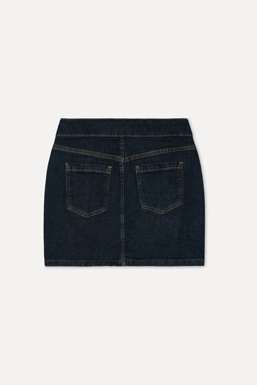 Kadın İndigo Mini Jean Etek