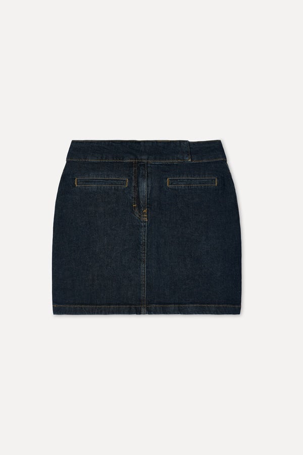 Kadın İndigo Mini Jean Etek