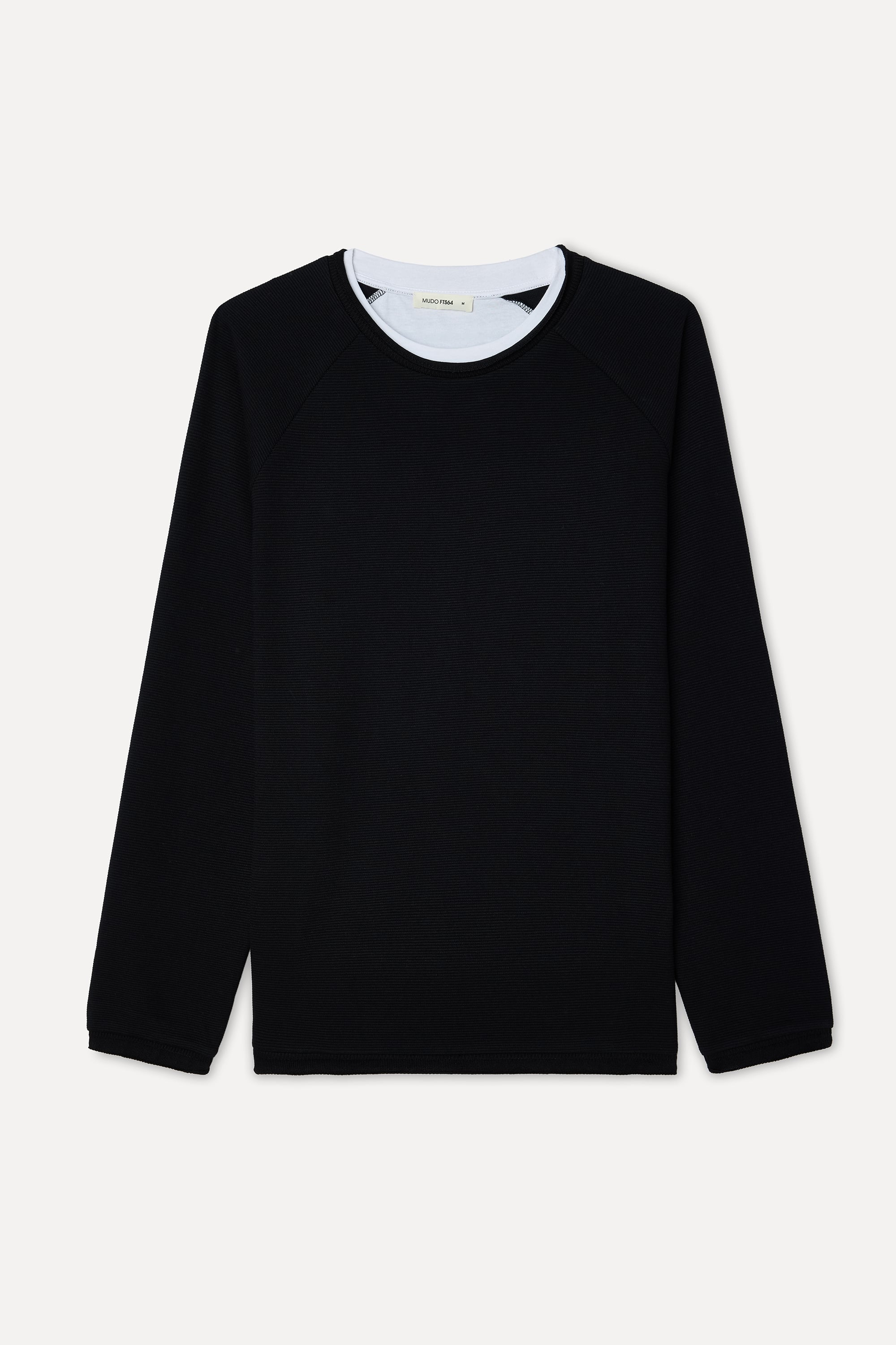 Erkek Siyah Bisiklet Yaka Sweatshirt