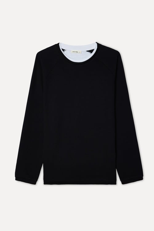 Erkek Siyah Bisiklet Yaka Sweatshirt
