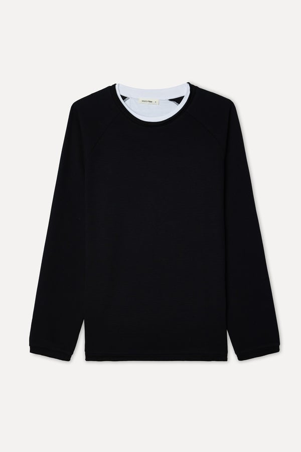 Erkek Siyah Bisiklet Yaka Sweatshirt