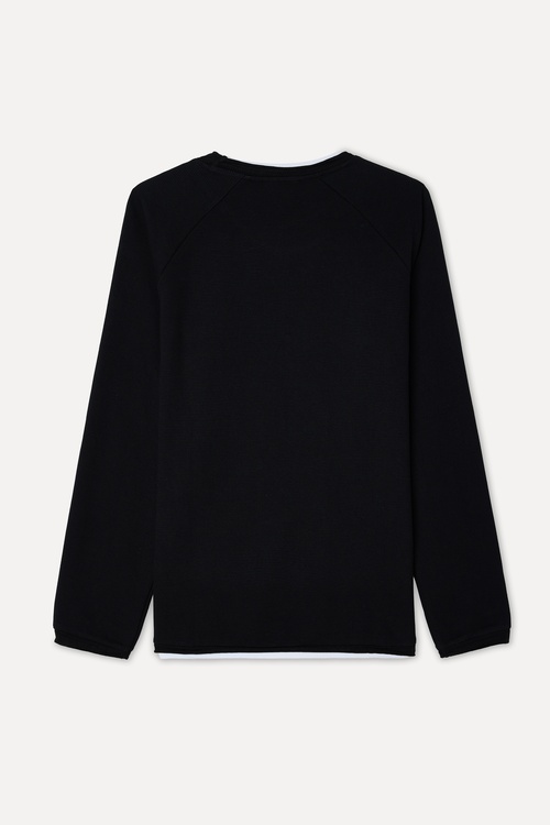 Erkek Siyah Bisiklet Yaka Sweatshirt