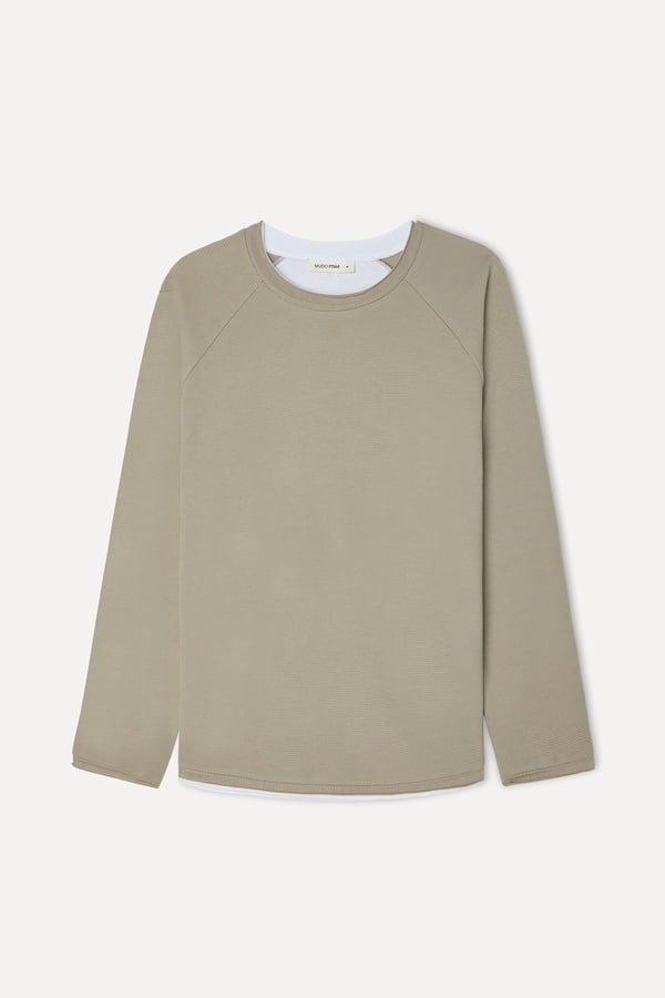 Erkek Vizon Rengi Bisiklet Yaka Sweatshirt