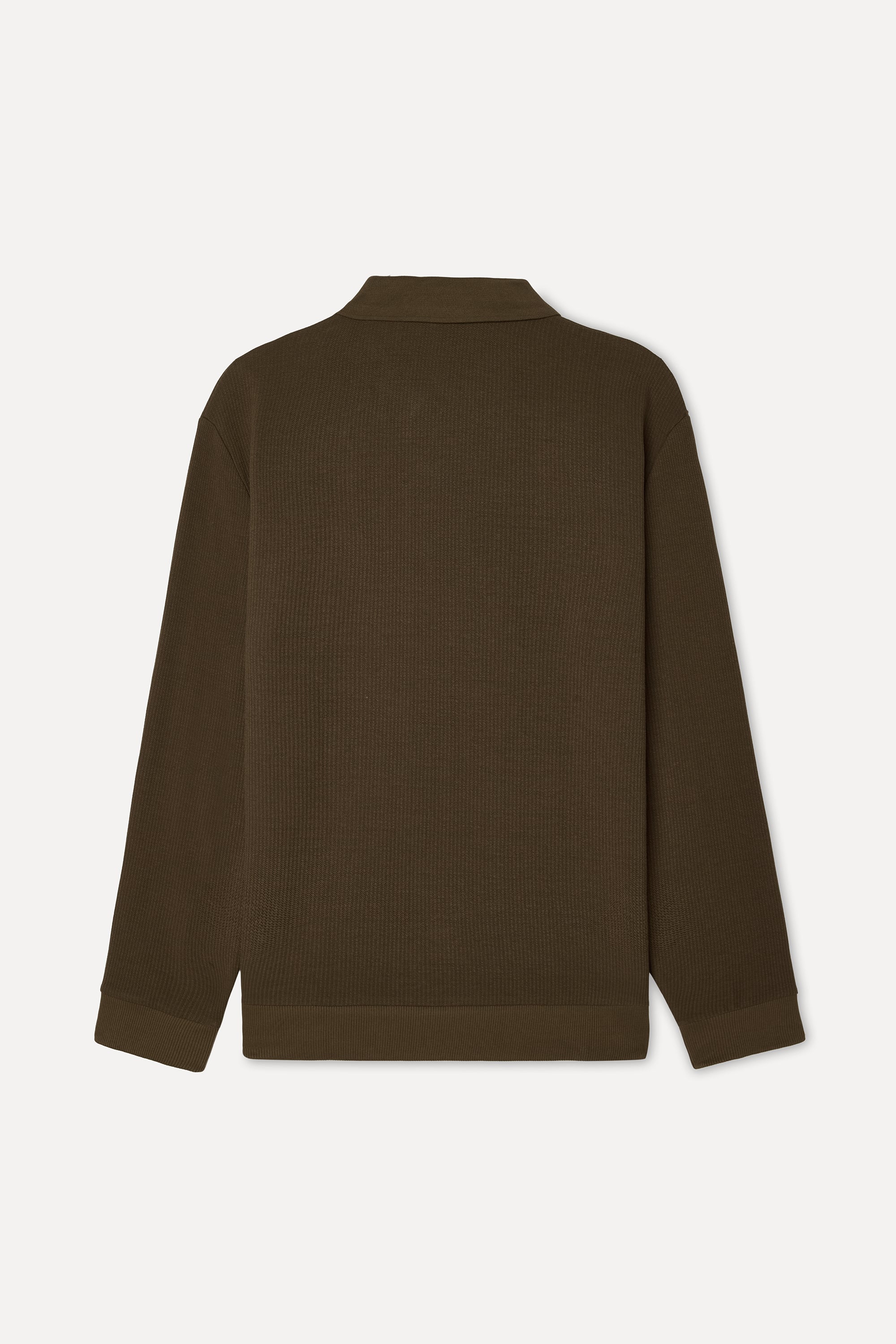 Erkek Kahverengi Tekstürlü Comfort Fit Polo Yaka Sweatshirt