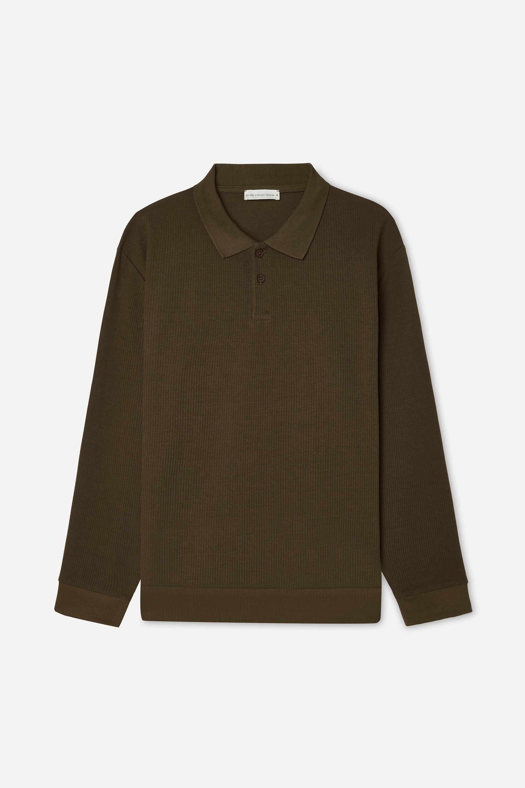 Erkek Kahverengi Tekstürlü Comfort Fit Polo Yaka Sweatshirt