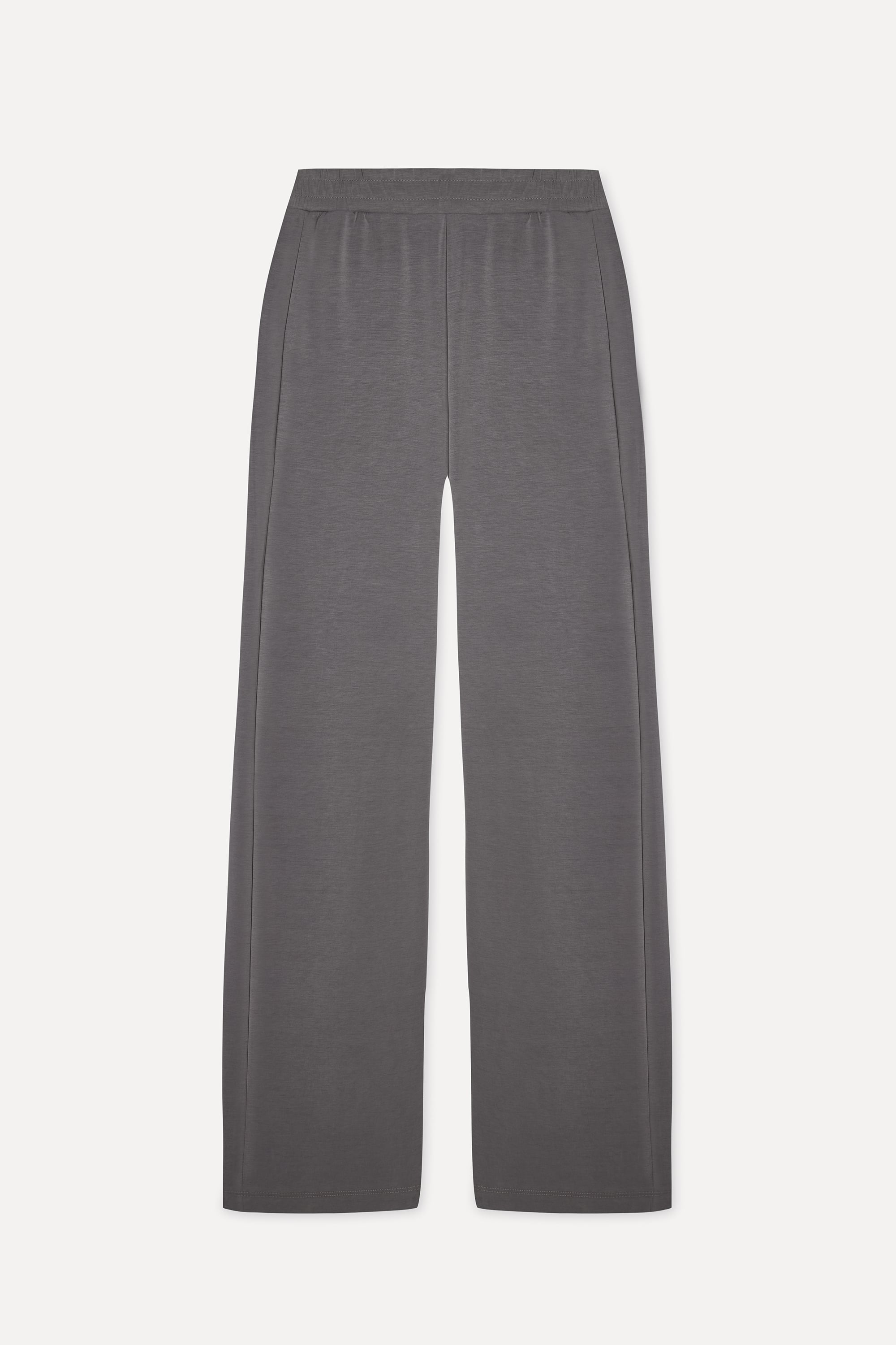 Kadın Gri Modal Karışımlı Wide Leg Beli Lastikli Pantolon