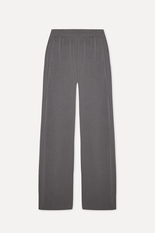 Kadın Gri Modal Karışımlı Wide Leg Beli Lastikli Pantolon
