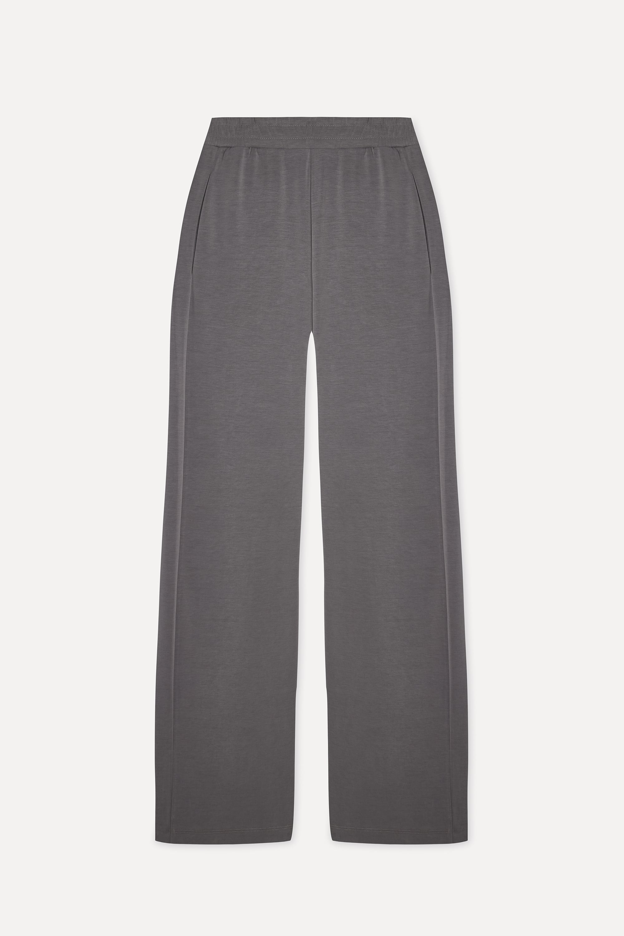 Kadın Gri Modal Karışımlı Wide Leg Beli Lastikli Pantolon