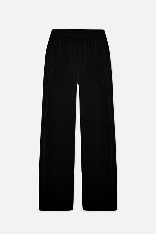 Kadın Siyah Modal Karışımlı Wide Leg Beli Lastikli Pantolon