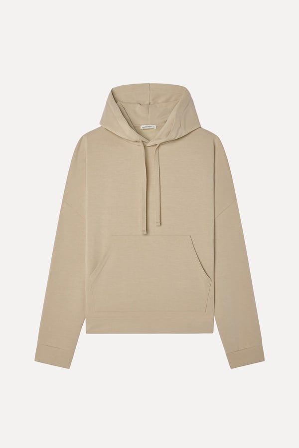 Kadın Bej Rengi Loose Fit Kapüşonlu Sweatshirt