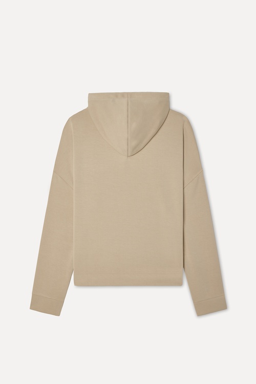 Kadın Bej Rengi Loose Fit Kapüşonlu Sweatshirt