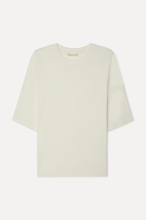 Kadın Ekru Bisiklet Yaka T-Shirt