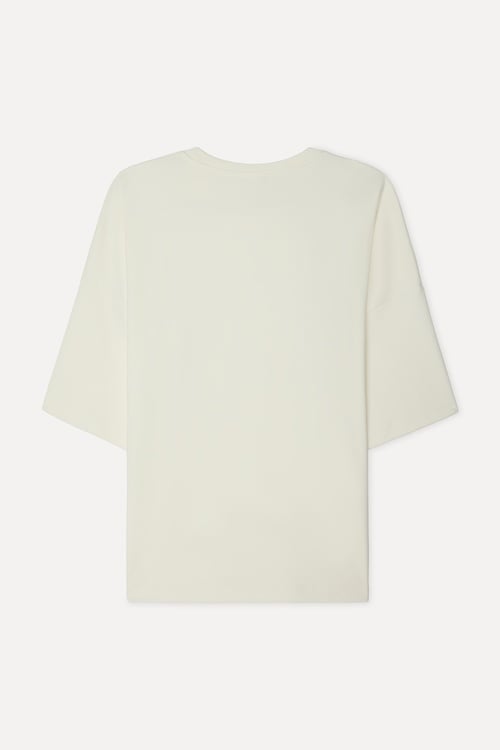 Kadın Ekru Bisiklet Yaka T-Shirt
