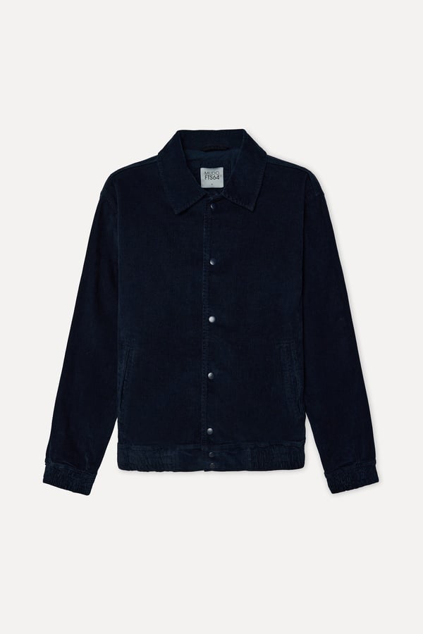 Erkek İndigo Kadife Bomber Ceket