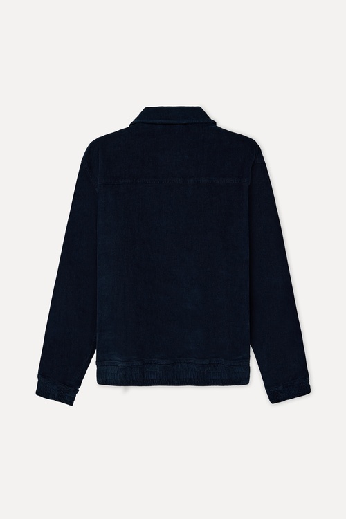 Erkek İndigo Kadife Bomber Ceket