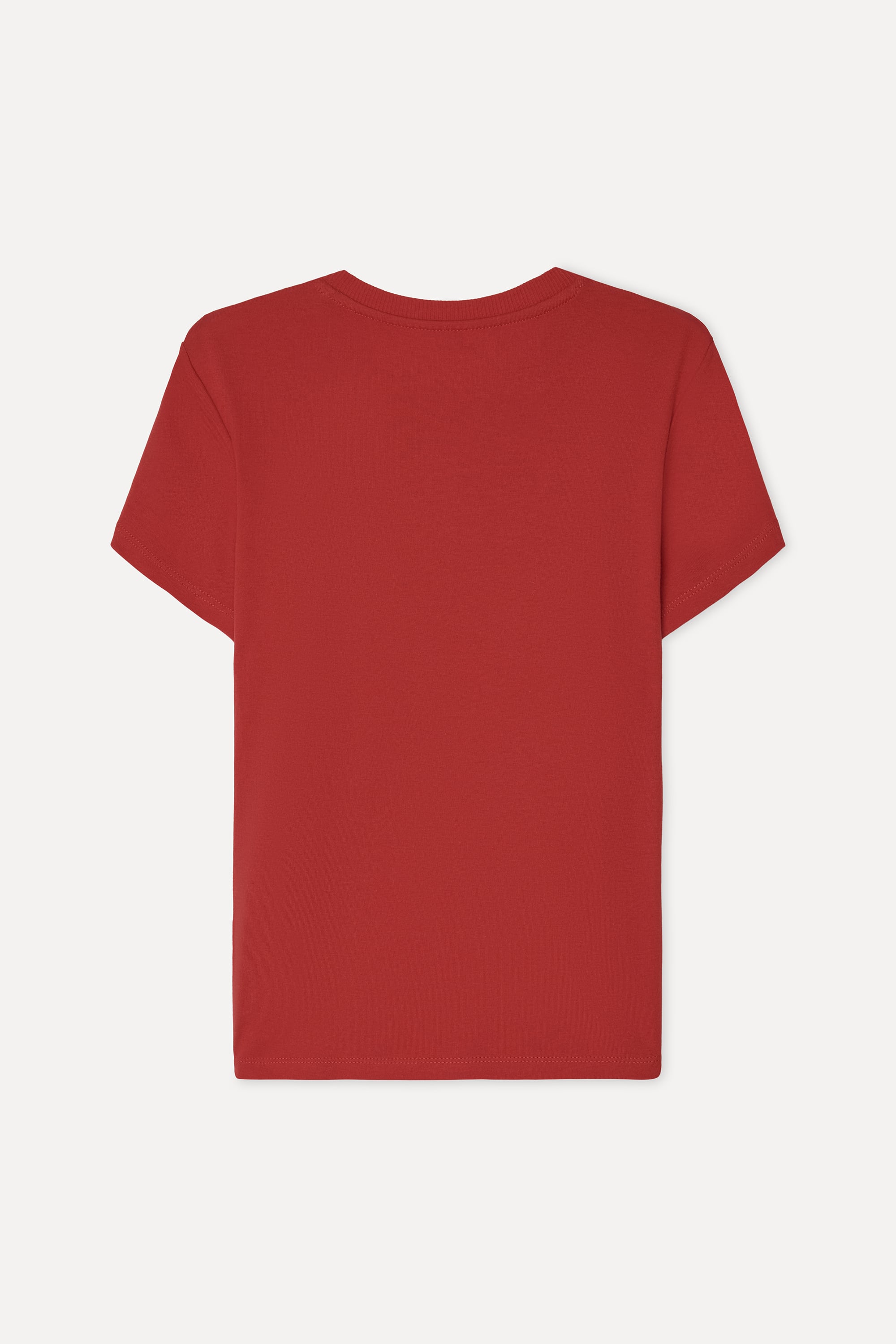 Kadın Kırmızı Fitted Bisiklet Yaka Kısa Kollu T-Shirt