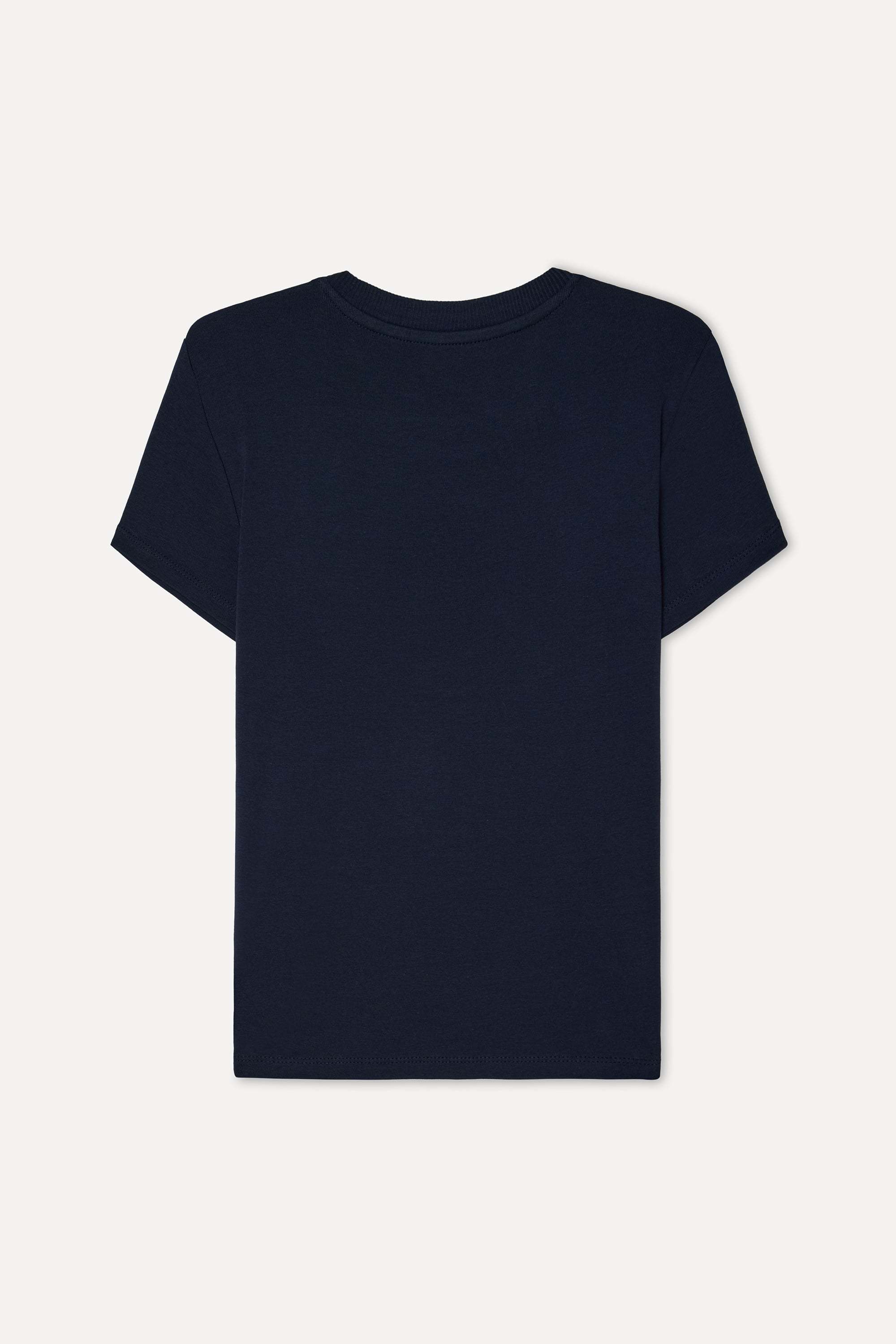 Kadın Lacivert Fitted Bisiklet Yaka Kısa Kollu T-Shirt