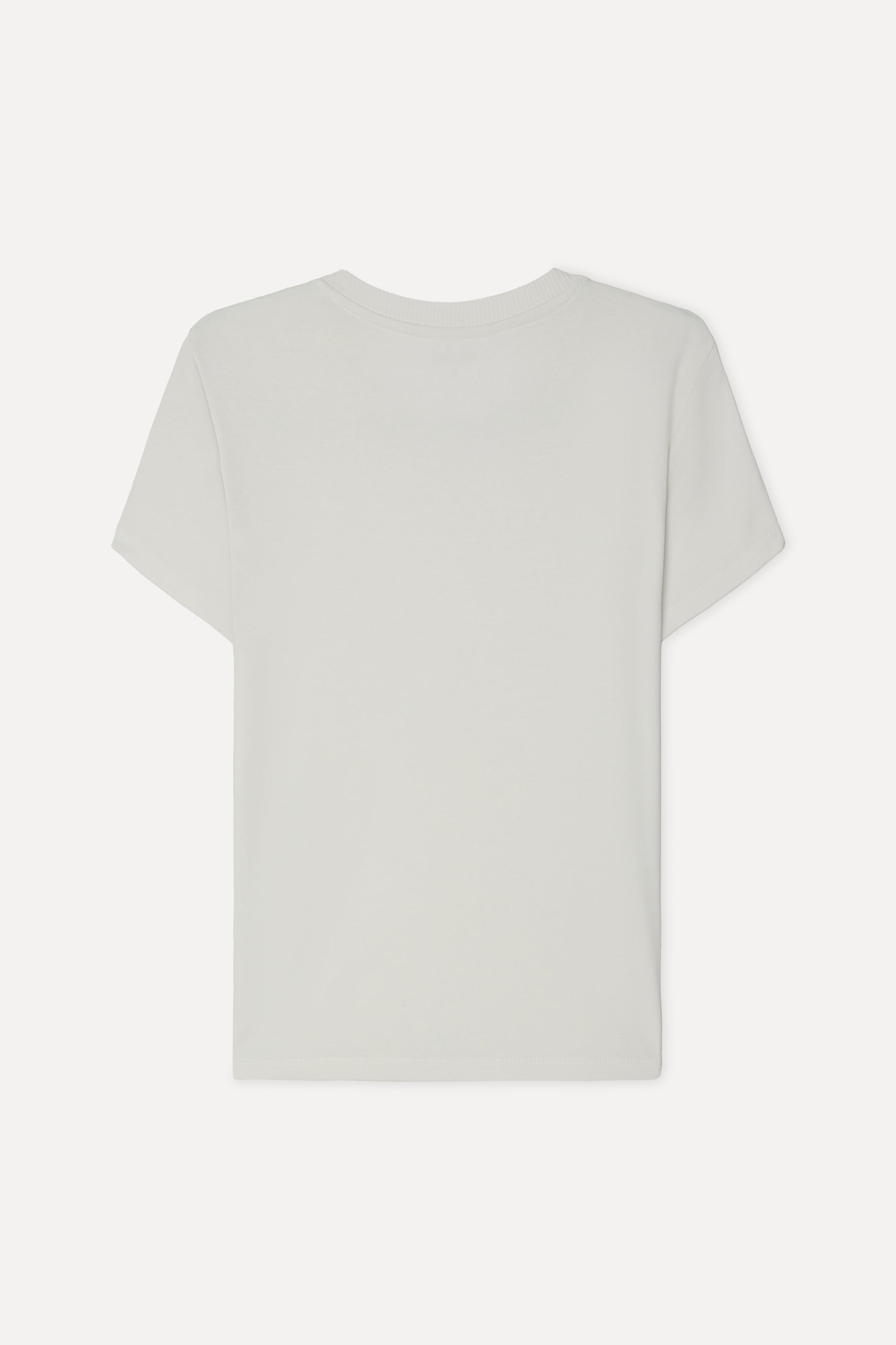 Kadın Kırık Beyaz Fitted Bisiklet Yaka Kısa Kollu T-Shirt
