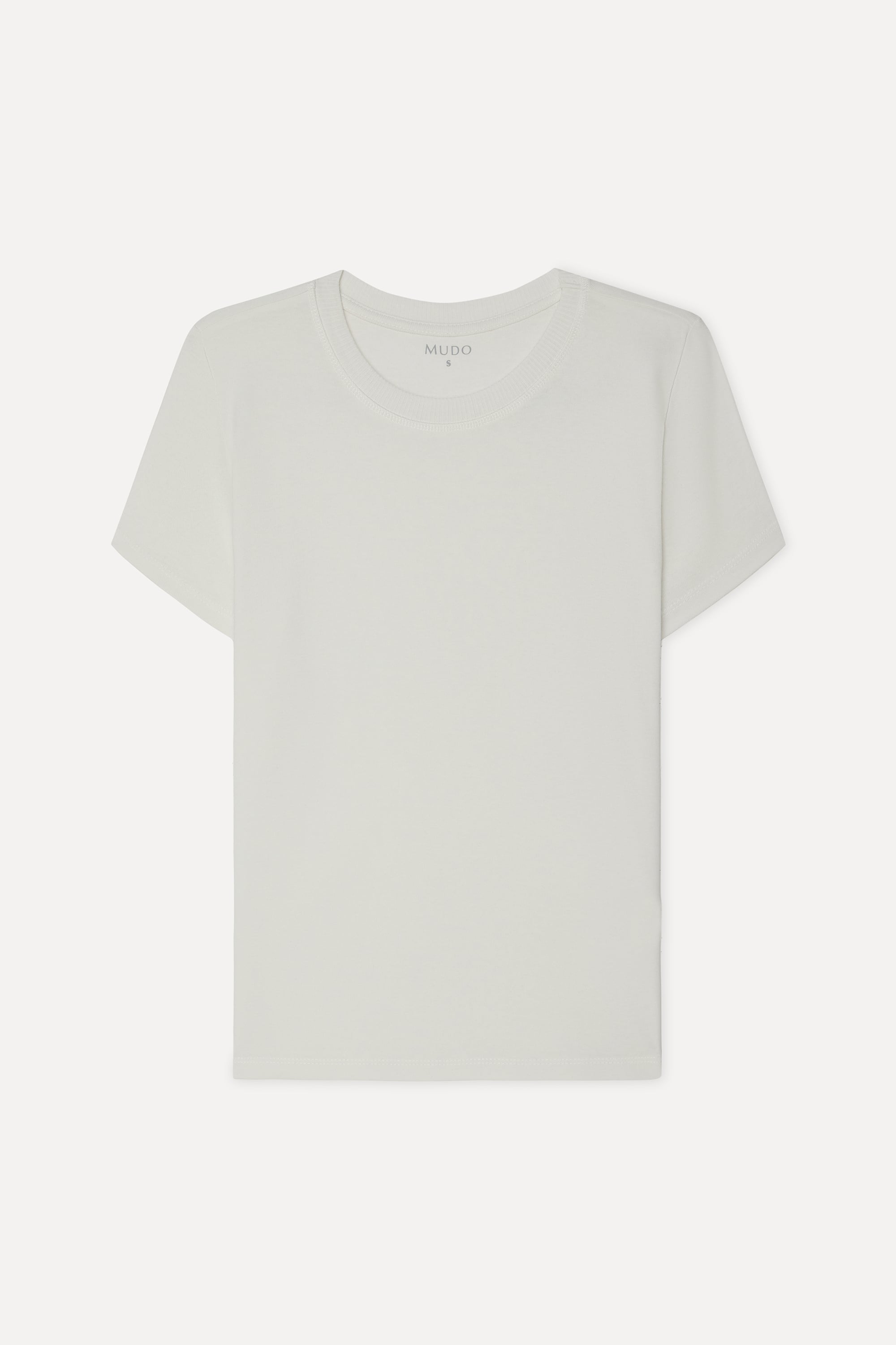 Kadın Kırık Beyaz Fitted Bisiklet Yaka Kısa Kollu T-Shirt