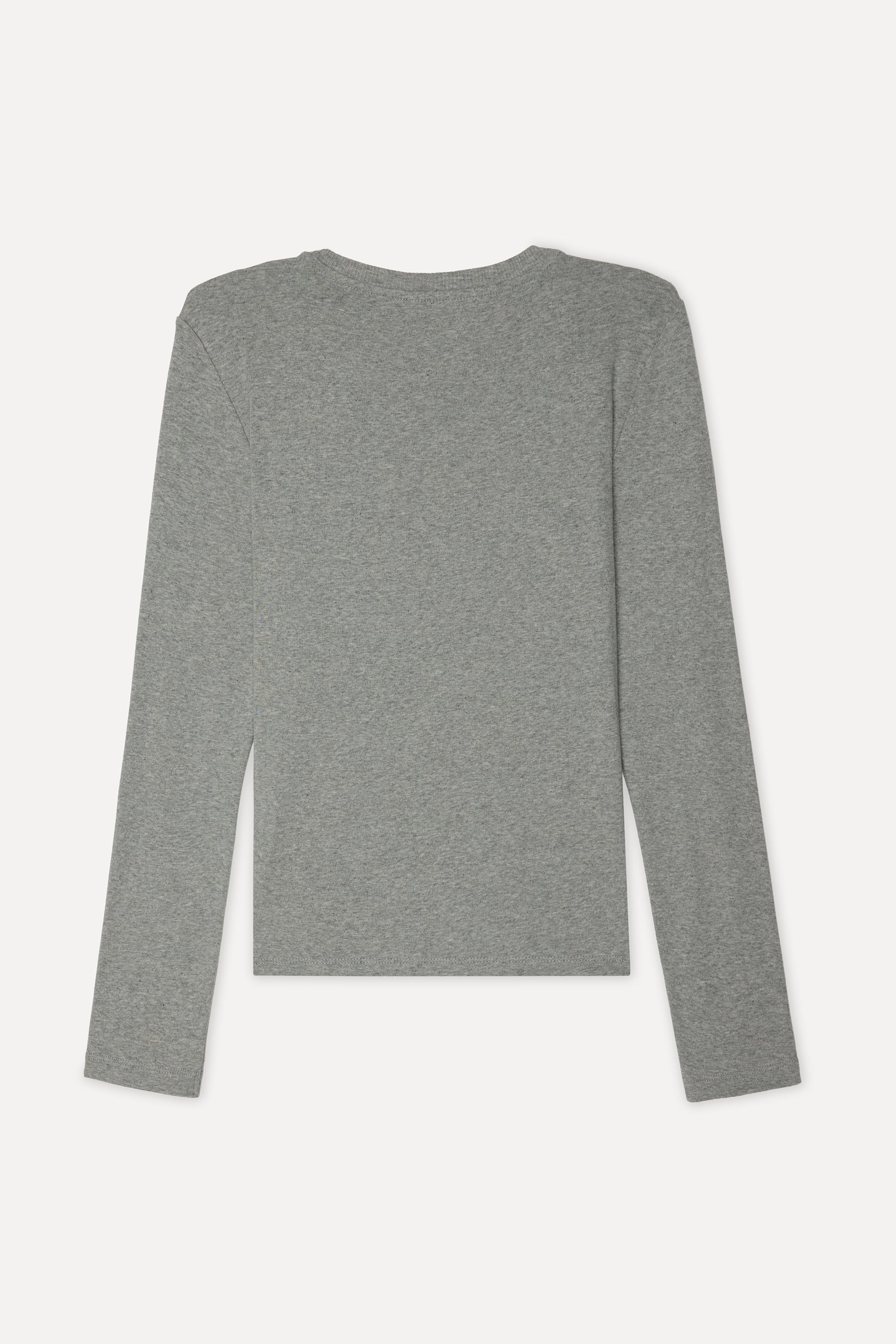 Kadın Gri Melanj Bisiklet Yaka Uzun Kollu T-Shirt