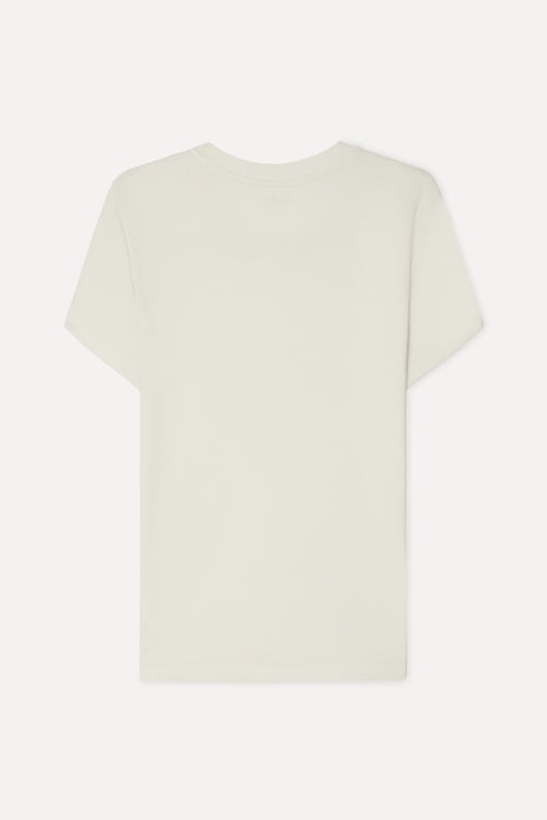 Kadın Kırık Beyaz Bisiklet Yaka T-Shirt