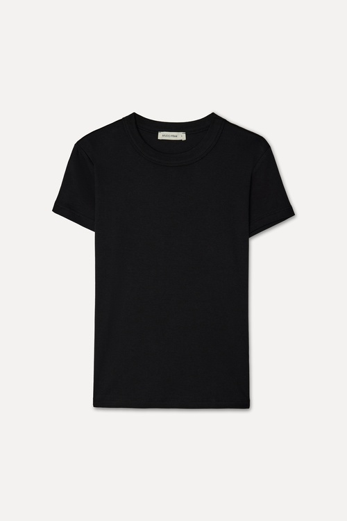  Kadın Siyah Bisiklet Yaka T-Shirt