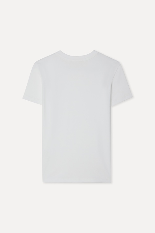 Kadın Kırık Beyaz Bisiklet Yaka T-Shirt