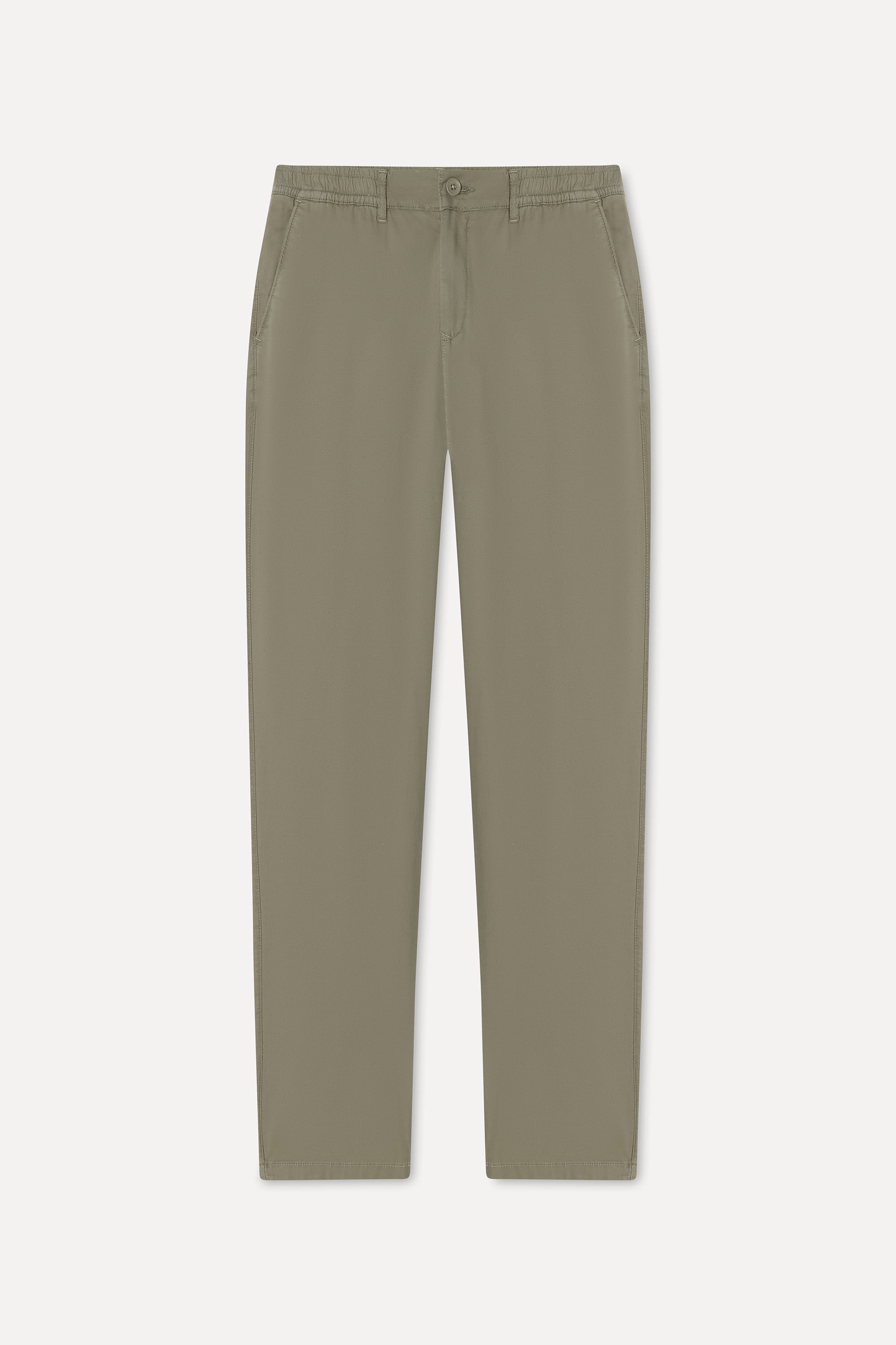 Erkek Vizon Rengi Slim Straight Fit Beli Lastikli Pantolon