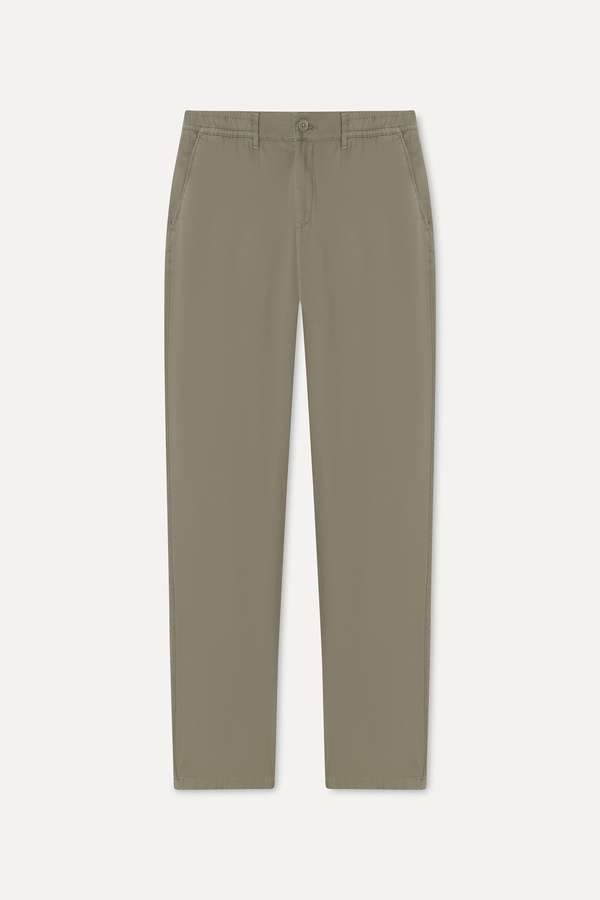 Erkek Vizon Rengi Slim Straight Fit Beli Lastikli Pantolon