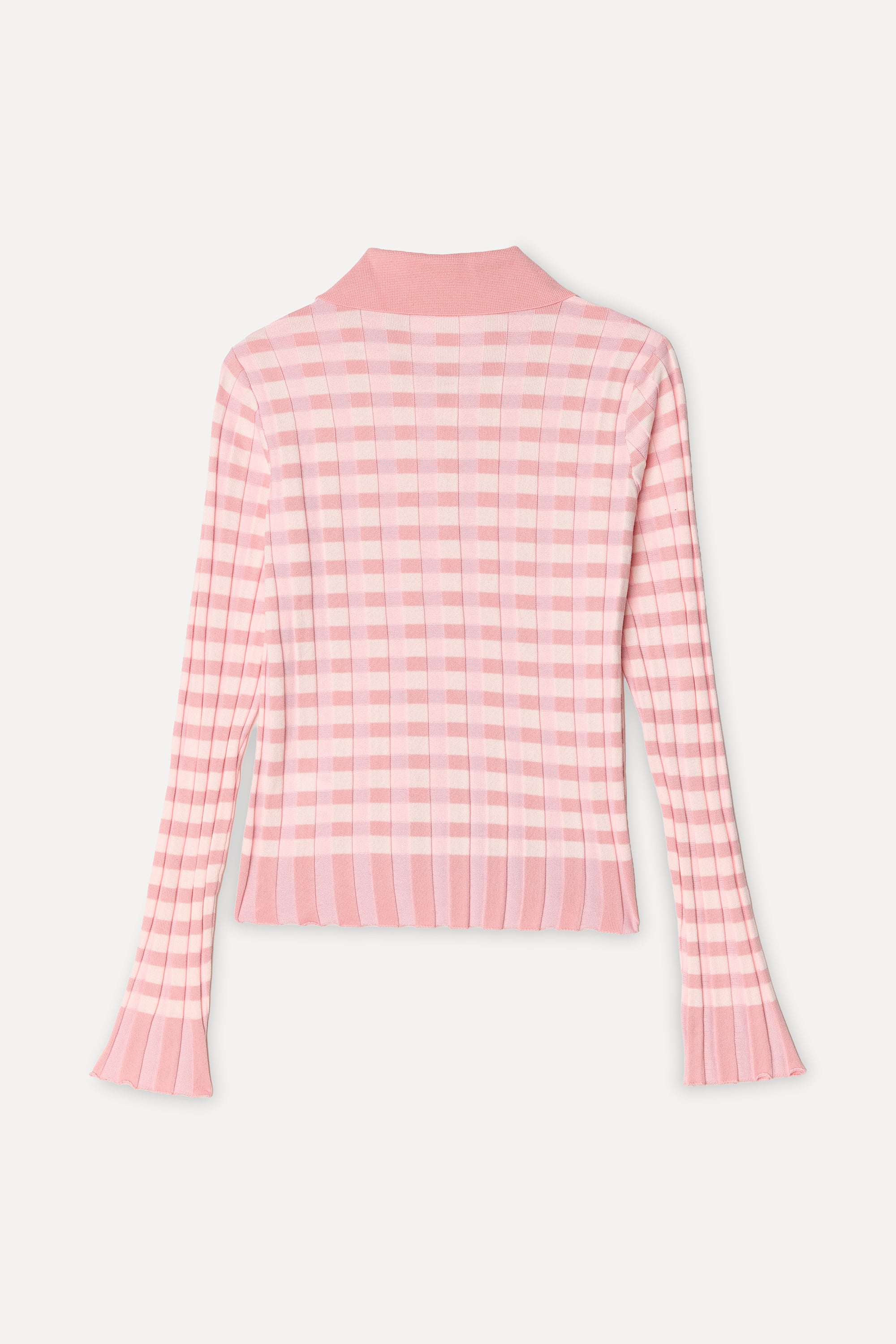 Kadın Pembe Jakarlı Fitted Polo Yaka Hırka