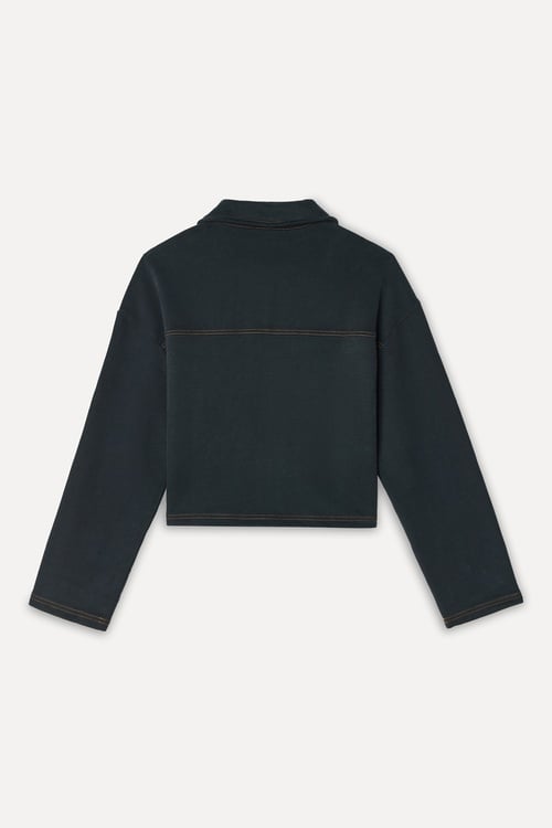 Kadın İndigo Kontrast Loose Fit Jean Ceket
