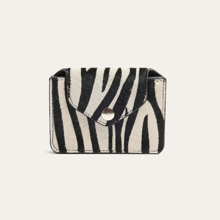 Kadın Siyah Zebra Desenli Deri Cüzdan