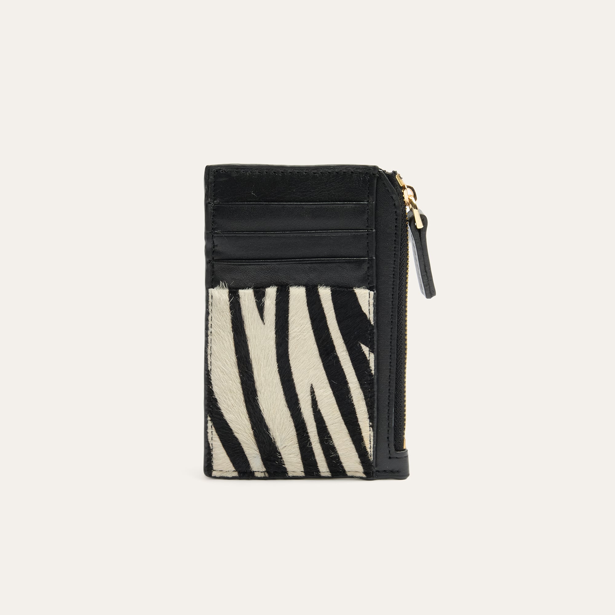 Kadın Siyah Zebra Desenli Askılı Deri Cüzdan