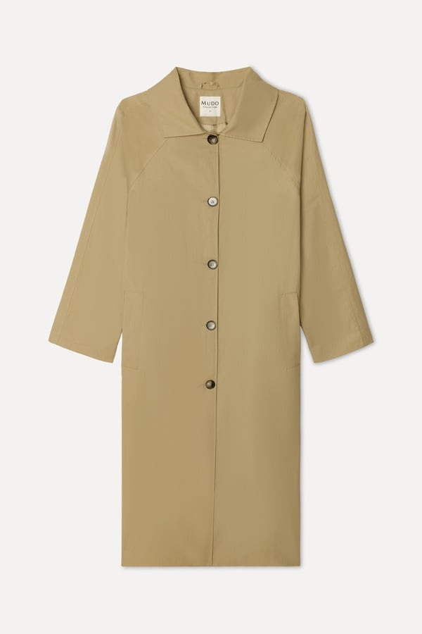 Kadın Bej Oversize Uzun Trençkot
