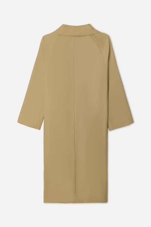 Kadın Bej Oversize Uzun Trençkot