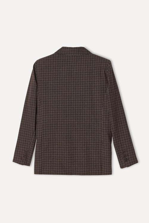 Kadın Kahverengi Tekstürlü Oversize Blazer Ceket