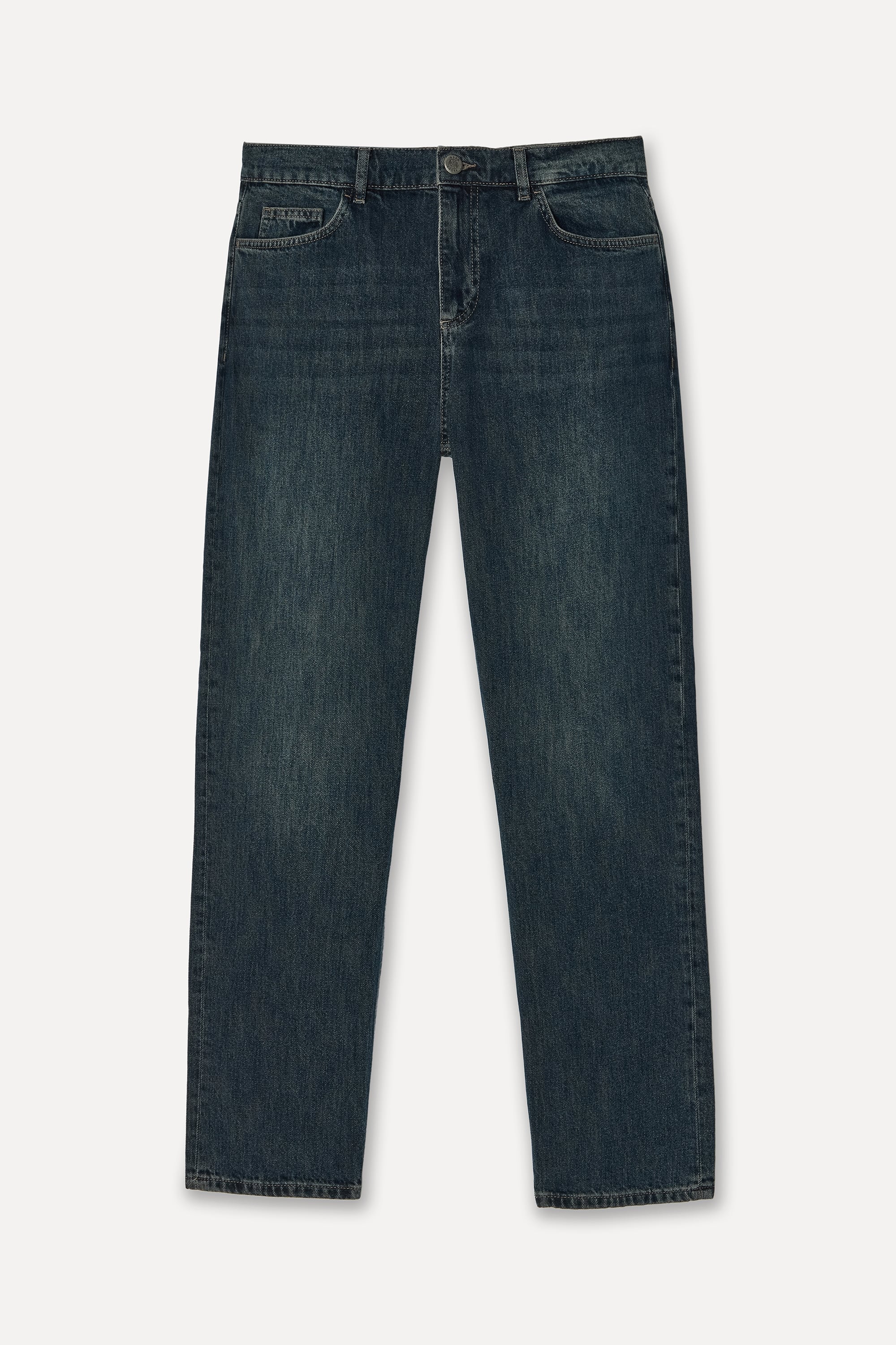 Erkek İndigo Tapered Fit Jean Pantolon