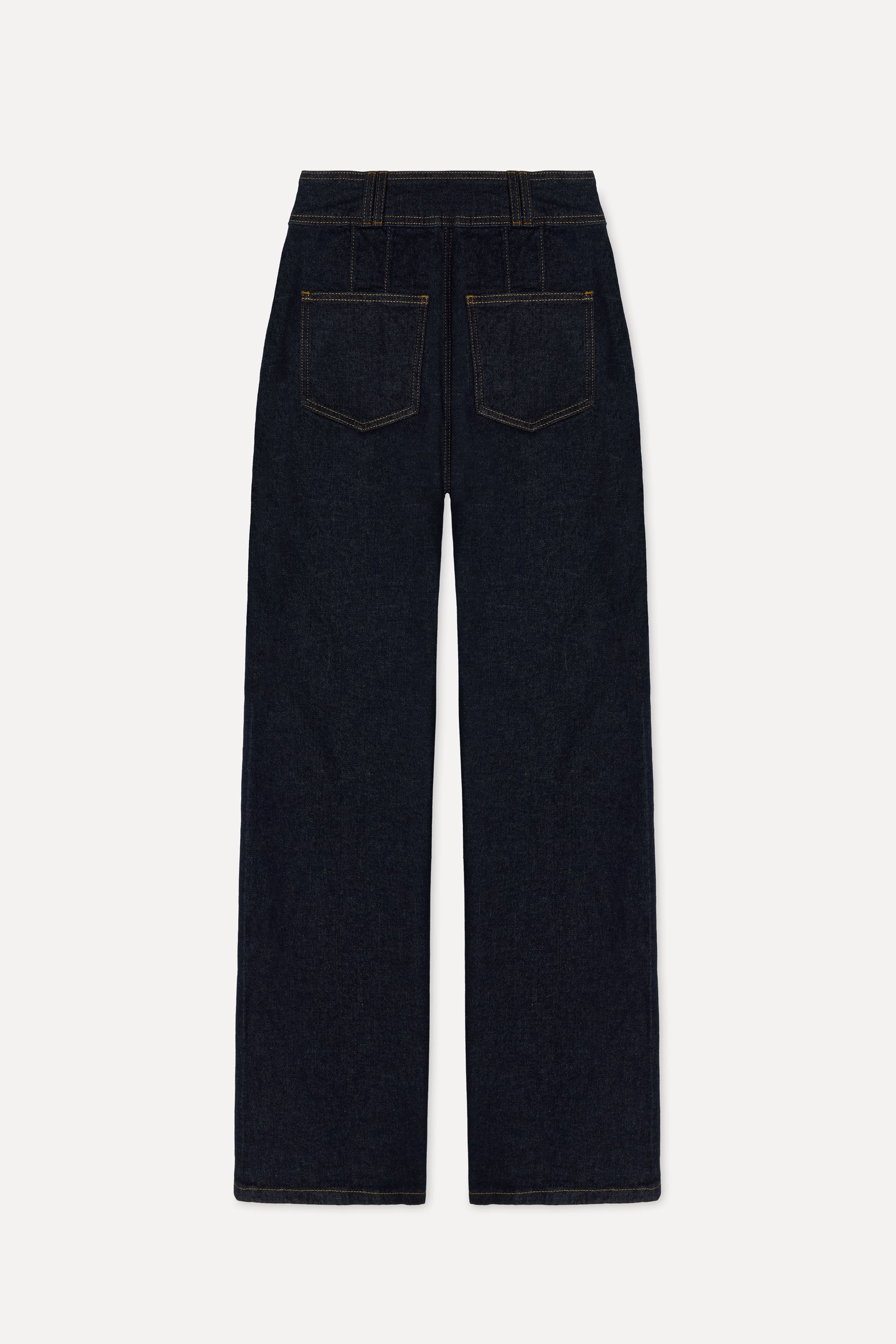 Kadın İndigo Ön Cepli Wide Leg Pantolon