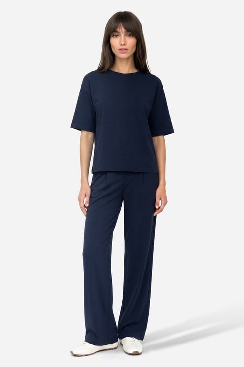 Kadın Lacivert Wide Leg Modal Karışımlı Pantolon