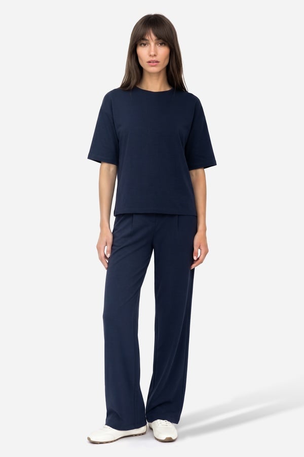 Kadın Lacivert Wide Leg Modal Karışımlı Pantolon